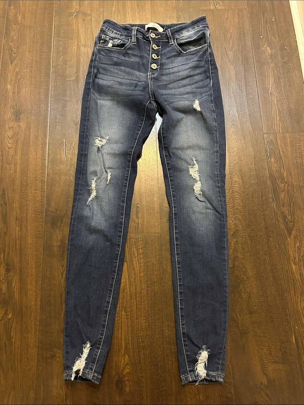 Kancan  Distressed High-Rise Dark Blue Women's Jeans